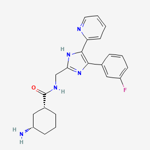 molecular formula C22H24FN5O B5268017 rel-(1R,3S)-3-amino-N-{[4-(3-fluorophenyl)-5-(2-pyridinyl)-1H-imidazol-2-yl]methyl}cyclohexanecarboxamide hydrochloride 