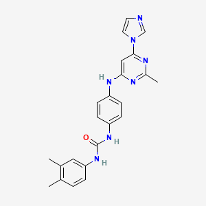 molecular formula C23H23N7O B5268204 N-(3,4-dimethylphenyl)-N'-(4-{[6-(1H-imidazol-1-yl)-2-methyl-4-pyrimidinyl]amino}phenyl)urea 
