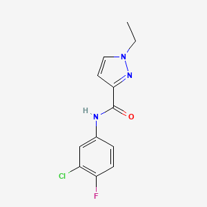 molecular formula C12H11ClFN3O B5268266 N-(3-chloro-4-fluorophenyl)-1-ethyl-1H-pyrazole-3-carboxamide 