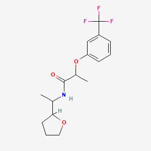 molecular formula C16H20F3NO3 B5268871 N-[1-(tetrahydrofuran-2-yl)ethyl]-2-[3-(trifluoromethyl)phenoxy]propanamide 
