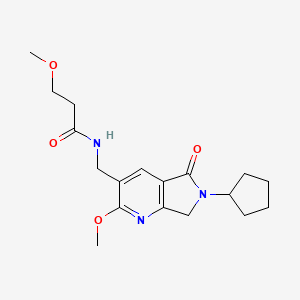 molecular formula C18H25N3O4 B5269652 N-[(6-cyclopentyl-2-methoxy-5-oxo-6,7-dihydro-5H-pyrrolo[3,4-b]pyridin-3-yl)methyl]-3-methoxypropanamide 
