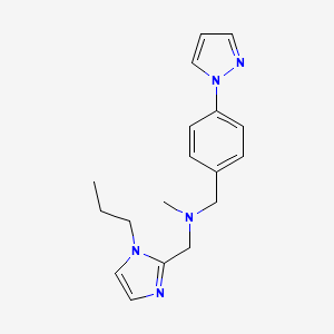 molecular formula C18H23N5 B5270349 N-methyl-1-(1-propyl-1H-imidazol-2-yl)-N-[4-(1H-pyrazol-1-yl)benzyl]methanamine 