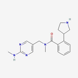 molecular formula C18H23N5O B5270672 N-methyl-N-{[2-(methylamino)-5-pyrimidinyl]methyl}-2-(3-pyrrolidinyl)benzamide hydrochloride 