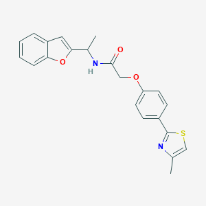 molecular formula C22H20N2O3S B527096 N-(benzo[d]furan-2-ylethyl)-2-[4-(4-methyl(1,3-thiazol-2-yl))phenoxy]acetamide 