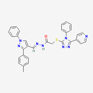 molecular formula C32H26N8OS B5271108 N'-{[3-(4-methylphenyl)-1-phenyl-1H-pyrazol-4-yl]methylene}-2-{[4-phenyl-5-(4-pyridinyl)-4H-1,2,4-triazol-3-yl]thio}acetohydrazide 