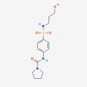 molecular formula C14H21N3O4S B5271142 N-[4-(3-hydroxypropylsulfamoyl)phenyl]pyrrolidine-1-carboxamide 