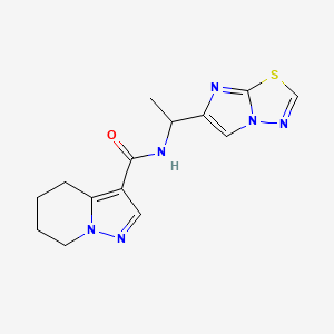 molecular formula C14H16N6OS B5271143 N-(1-imidazo[2,1-b][1,3,4]thiadiazol-6-ylethyl)-4,5,6,7-tetrahydropyrazolo[1,5-a]pyridine-3-carboxamide 
