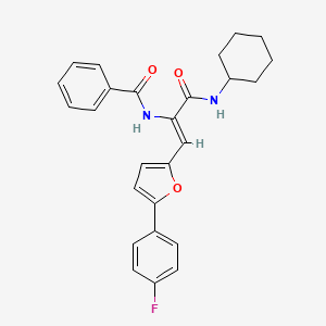 molecular formula C26H25FN2O3 B5271214 N-{(1Z)-3-(cyclohexylamino)-1-[5-(4-fluorophenyl)furan-2-yl]-3-oxoprop-1-en-2-yl}benzamide 