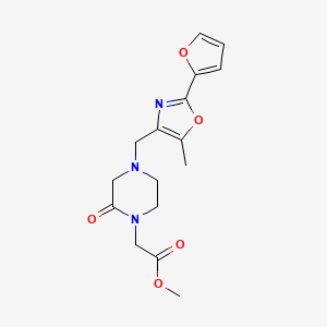 molecular formula C16H19N3O5 B5271236 methyl (4-{[2-(2-furyl)-5-methyl-1,3-oxazol-4-yl]methyl}-2-oxopiperazin-1-yl)acetate 