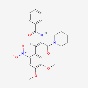 molecular formula C23H25N3O6 B5271468 N-[(E)-1-(4,5-dimethoxy-2-nitrophenyl)-3-oxo-3-piperidin-1-ylprop-1-en-2-yl]benzamide 
