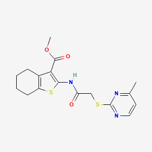molecular formula C17H19N3O3S2 B5271623 methyl 2-({[(4-methyl-2-pyrimidinyl)thio]acetyl}amino)-4,5,6,7-tetrahydro-1-benzothiophene-3-carboxylate 