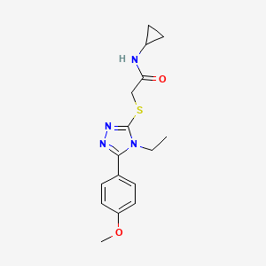 molecular formula C16H20N4O2S B5271772 N-cyclopropyl-2-{[4-ethyl-5-(4-methoxyphenyl)-4H-1,2,4-triazol-3-yl]sulfanyl}acetamide 