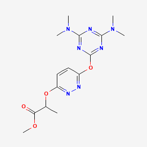 molecular formula C15H21N7O4 B5271810 Methyl 2-[(6-{[4,6-bis(dimethylamino)-1,3,5-triazin-2-yl]oxy}pyridazin-3-yl)oxy]propanoate 