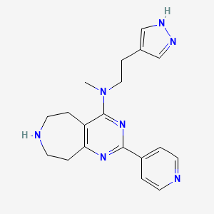 molecular formula C19H23N7 B5272277 N-methyl-N-[2-(1H-pyrazol-4-yl)ethyl]-2-pyridin-4-yl-6,7,8,9-tetrahydro-5H-pyrimido[4,5-d]azepin-4-amine 