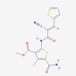 molecular formula C16H13N3O4S2 B5272349 methyl 5-(aminocarbonyl)-2-{[2-cyano-3-(2-thienyl)acryloyl]amino}-4-methyl-3-thiophenecarboxylate 