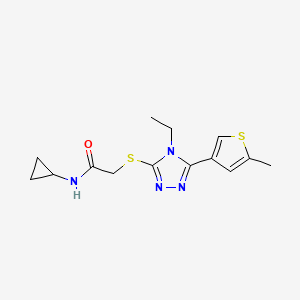 molecular formula C14H18N4OS2 B5272638 N-CYCLOPROPYL-2-{[4-ETHYL-5-(5-METHYL-3-THIENYL)-4H-1,2,4-TRIAZOL-3-YL]SULFANYL}ACETAMIDE 