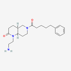 molecular formula C21H31N3O2 B5272757 rel-(4aS,8aR)-1-(2-aminoethyl)-6-(5-phenylpentanoyl)octahydro-1,6-naphthyridin-2(1H)-one hydrochloride 