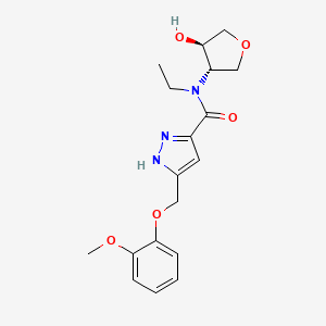 molecular formula C18H23N3O5 B5272839 N-ethyl-N-[(3S,4R)-4-hydroxyoxolan-3-yl]-5-[(2-methoxyphenoxy)methyl]-1H-pyrazole-3-carboxamide 