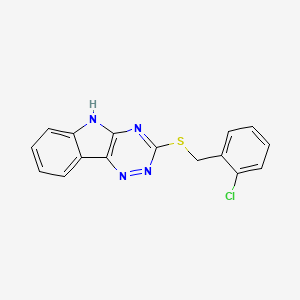 molecular formula C16H11ClN4S B5273536 3-[(2-chlorobenzyl)sulfanyl]-5H-[1,2,4]triazino[5,6-b]indole 
