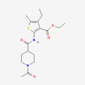 molecular formula C18H26N2O4S B5273918 ethyl 2-{[(1-acetyl-4-piperidinyl)carbonyl]amino}-4-ethyl-5-methyl-3-thiophenecarboxylate 