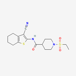 molecular formula C17H23N3O3S2 B5273936 N-(3-cyano-4,5,6,7-tetrahydro-1-benzothiophen-2-yl)-1-ethylsulfonylpiperidine-4-carboxamide 