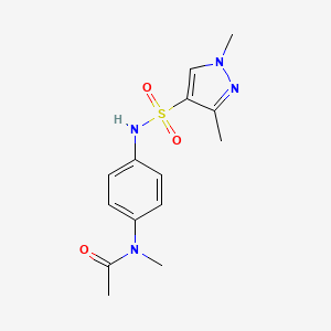 molecular formula C14H18N4O3S B5274058 N-[4-(13-DIMETHYL-1H-PYRAZOLE-4-SULFONAMIDO)PHENYL]-N-METHYLACETAMIDE 