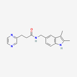 molecular formula C18H20N4O B5274070 N-[(2,3-dimethyl-1H-indol-5-yl)methyl]-3-pyrazin-2-ylpropanamide 