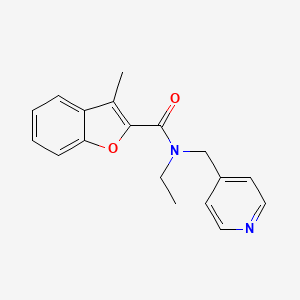 molecular formula C18H18N2O2 B5274516 N-ethyl-3-methyl-N-(pyridin-4-ylmethyl)-1-benzofuran-2-carboxamide 