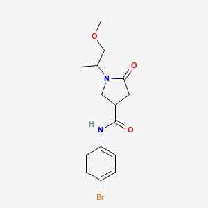 molecular formula C15H19BrN2O3 B5274532 N-(4-bromophenyl)-1-(1-methoxypropan-2-yl)-5-oxopyrrolidine-3-carboxamide 