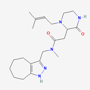 molecular formula C21H33N5O2 B5274730 N-(1,4,5,6,7,8-hexahydrocyclohepta[c]pyrazol-3-ylmethyl)-N-methyl-2-[1-(3-methyl-2-buten-1-yl)-3-oxo-2-piperazinyl]acetamide 