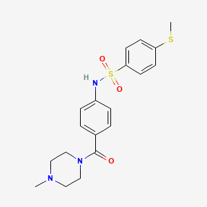 molecular formula C19H23N3O3S2 B5274849 N-{4-[(4-methyl-1-piperazinyl)carbonyl]phenyl}-4-(methylthio)benzenesulfonamide 