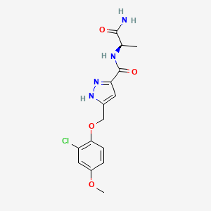 molecular formula C15H17ClN4O4 B5275178 N-[(1R)-2-amino-1-methyl-2-oxoethyl]-5-[(2-chloro-4-methoxyphenoxy)methyl]-1H-pyrazole-3-carboxamide 