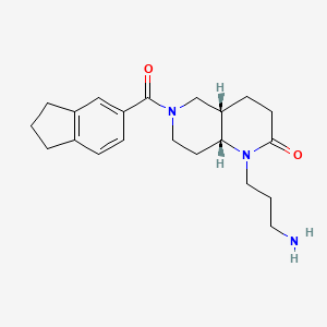 molecular formula C21H29N3O2 B5275204 rel-(4aS,8aR)-1-(3-aminopropyl)-6-(2,3-dihydro-1H-inden-5-ylcarbonyl)octahydro-1,6-naphthyridin-2(1H)-one hydrochloride 