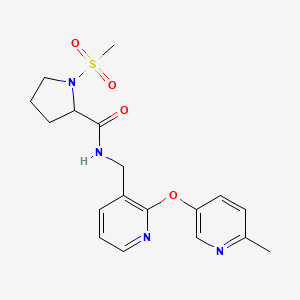 molecular formula C18H22N4O4S B5275499 N-({2-[(6-methylpyridin-3-yl)oxy]pyridin-3-yl}methyl)-1-(methylsulfonyl)prolinamide 