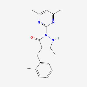 molecular formula C18H20N4O B5275520 1-(4,6-dimethylpyrimidin-2-yl)-3-methyl-4-(2-methylbenzyl)-1H-pyrazol-5-ol 