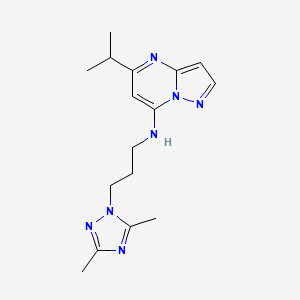 molecular formula C16H23N7 B5275552 N-[3-(3,5-dimethyl-1H-1,2,4-triazol-1-yl)propyl]-5-isopropylpyrazolo[1,5-a]pyrimidin-7-amine 