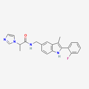 molecular formula C22H21FN4O B5275763 N-{[2-(2-fluorophenyl)-3-methyl-1H-indol-5-yl]methyl}-2-(1H-imidazol-1-yl)propanamide 