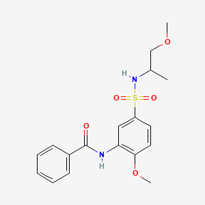 molecular formula C18H22N2O5S B5275765 N-[2-methoxy-5-(1-methoxypropan-2-ylsulfamoyl)phenyl]benzamide 