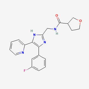 molecular formula C20H19FN4O2 B5275882 N-{[4-(3-fluorophenyl)-5-pyridin-2-yl-1H-imidazol-2-yl]methyl}tetrahydrofuran-3-carboxamide 