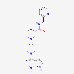 molecular formula C23H29N7O B5276380 N-(pyridin-2-ylmethyl)-1'-(7H-pyrrolo[2,3-d]pyrimidin-4-yl)-1,4'-bipiperidine-3-carboxamide 