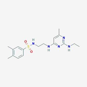 molecular formula C17H25N5O2S B5276460 N-(2-{[2-(ethylamino)-6-methyl-4-pyrimidinyl]amino}ethyl)-3,4-dimethylbenzenesulfonamide 