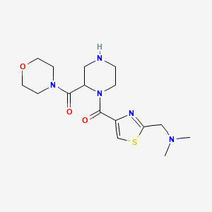 molecular formula C16H25N5O3S B5277125 N,N-dimethyl-1-(4-{[2-(4-morpholinylcarbonyl)-1-piperazinyl]carbonyl}-1,3-thiazol-2-yl)methanamine 