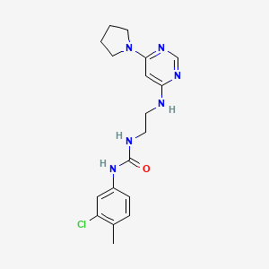 molecular formula C18H23ClN6O B5277574 N-(3-chloro-4-methylphenyl)-N'-(2-{[6-(1-pyrrolidinyl)-4-pyrimidinyl]amino}ethyl)urea 
