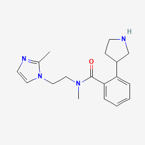 molecular formula C18H24N4O B5277592 N-methyl-N-[2-(2-methyl-1H-imidazol-1-yl)ethyl]-2-(3-pyrrolidinyl)benzamide dihydrochloride 