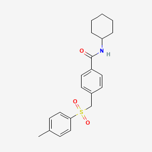 molecular formula C21H25NO3S B5277696 N~1~-Cyclohexyl-4-{[(4-methylphenyl)sulfonyl]methyl}benzamide 