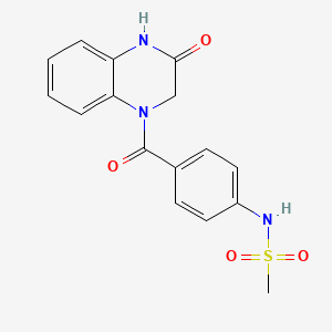 molecular formula C16H15N3O4S B5277823 N-{4-[(3-oxo-3,4-dihydro-1(2H)-quinoxalinyl)carbonyl]phenyl}methanesulfonamide 