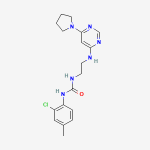 molecular formula C18H23ClN6O B5277991 N-(2-chloro-4-methylphenyl)-N'-(2-{[6-(1-pyrrolidinyl)-4-pyrimidinyl]amino}ethyl)urea 