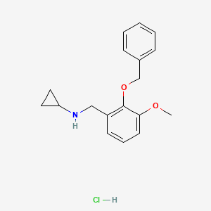 molecular formula C18H22ClNO2 B5278382 N-[(3-methoxy-2-phenylmethoxyphenyl)methyl]cyclopropanamine;hydrochloride 
