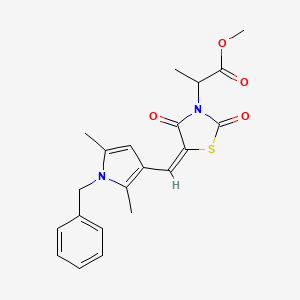 molecular formula C21H22N2O4S B5278432 methyl 2-{(5E)-5-[(1-benzyl-2,5-dimethyl-1H-pyrrol-3-yl)methylidene]-2,4-dioxo-1,3-thiazolidin-3-yl}propanoate 