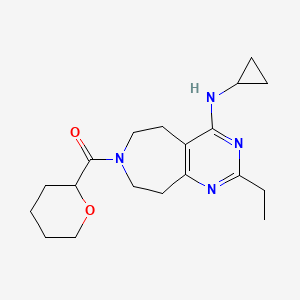 molecular formula C19H28N4O2 B5278678 N-cyclopropyl-2-ethyl-7-(tetrahydro-2H-pyran-2-ylcarbonyl)-6,7,8,9-tetrahydro-5H-pyrimido[4,5-d]azepin-4-amine 